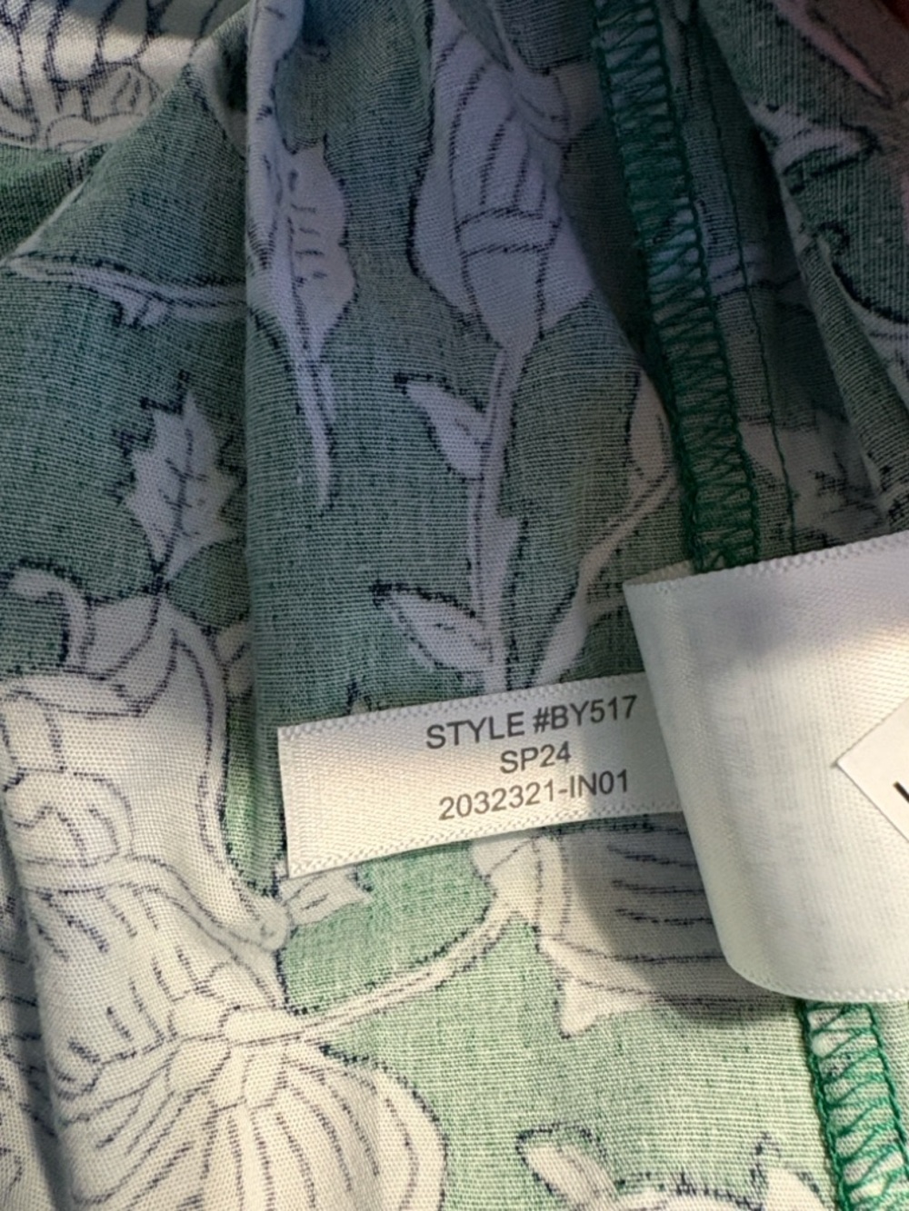 J. Crew Floral Midi Dress 0 Green Tie Waist Short Sleeve Vacation Summer NWT - Picture 6 of 7